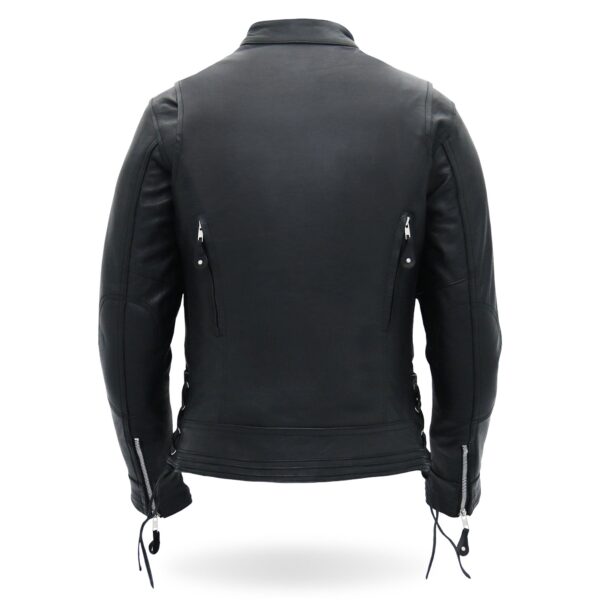 Ladies moto jacket with lace sleeves