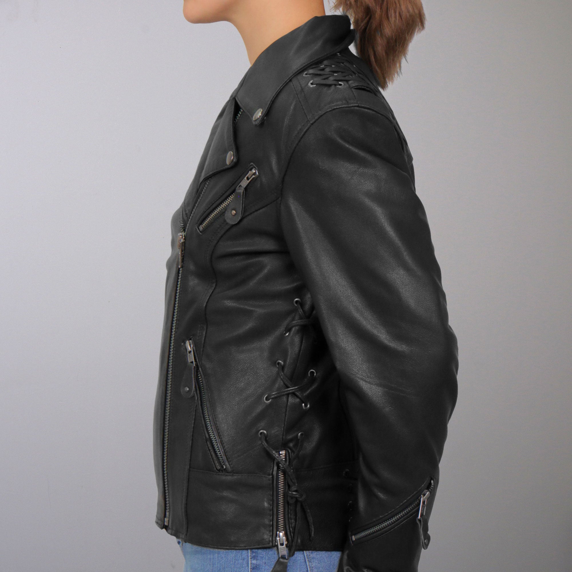 Womens black lace biker jacket