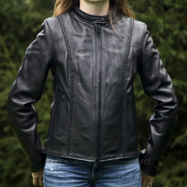 Ladies' woven leather coat