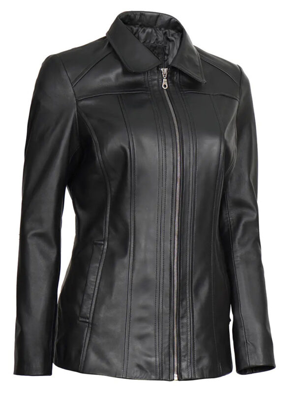Leather car coat in classic style