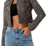 Cropped Leather Bomber Jacket