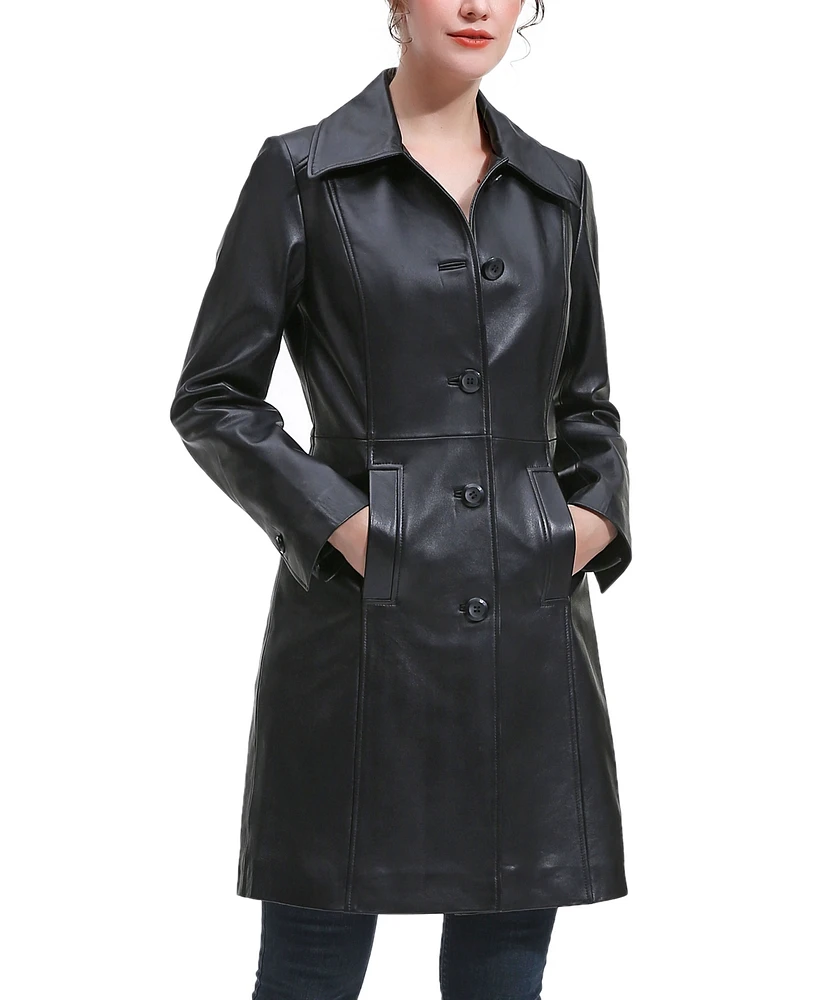 Womens Maisy Leather Long Coat