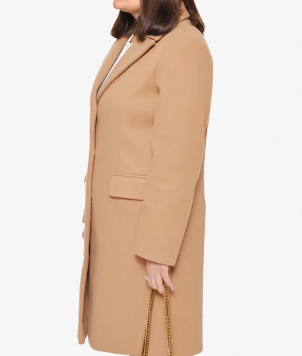 Aline Womens Beige Knee Wool Coat