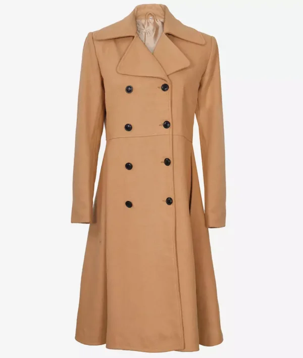 Marci Women’s Beige Wool Coat – Double-Breasted