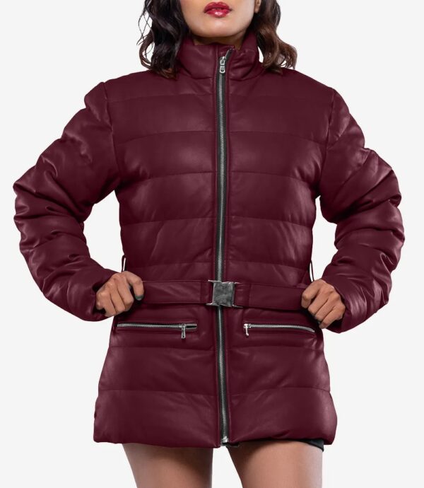 Womens Maroon Puffer Jacket
