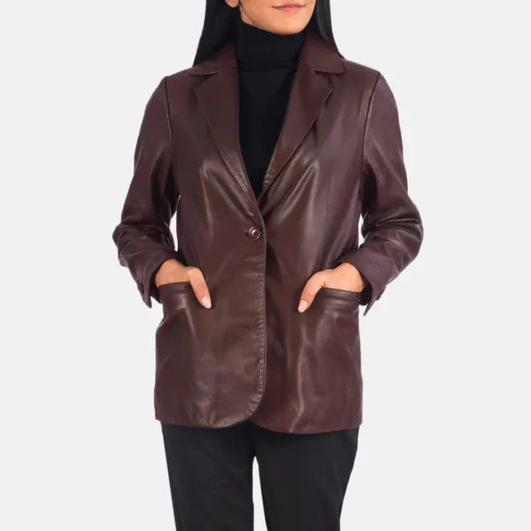 Maroon Leather Blazer