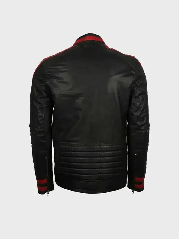 Mens Red And Black Cafe Racer Motorcycle Jacket
