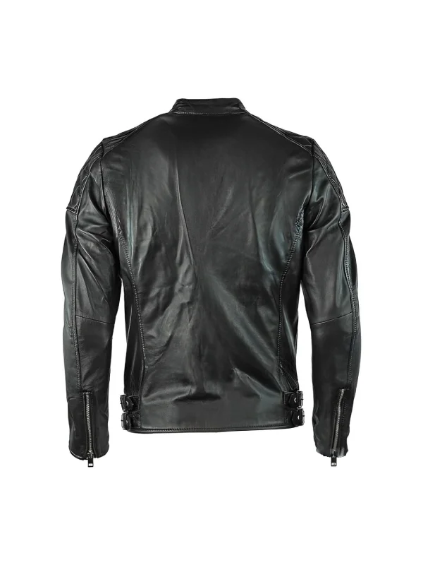 Mens Leather Cafe Racer Black Jacket