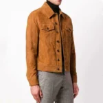 Mens Brown Suede Trucker Jacket
