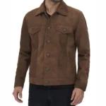 Mens Brown Leather Trucker Jacket