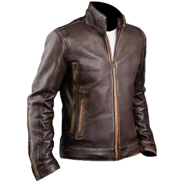 Cowhide Cafe Racer Leather Jacket