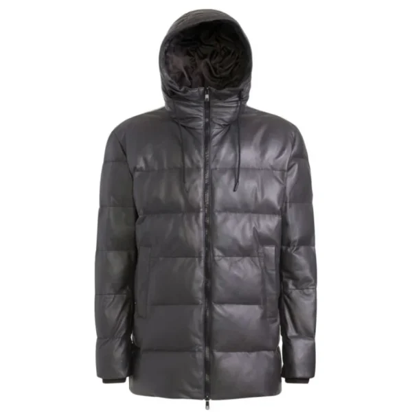 Leather & Down Puffer Jacket