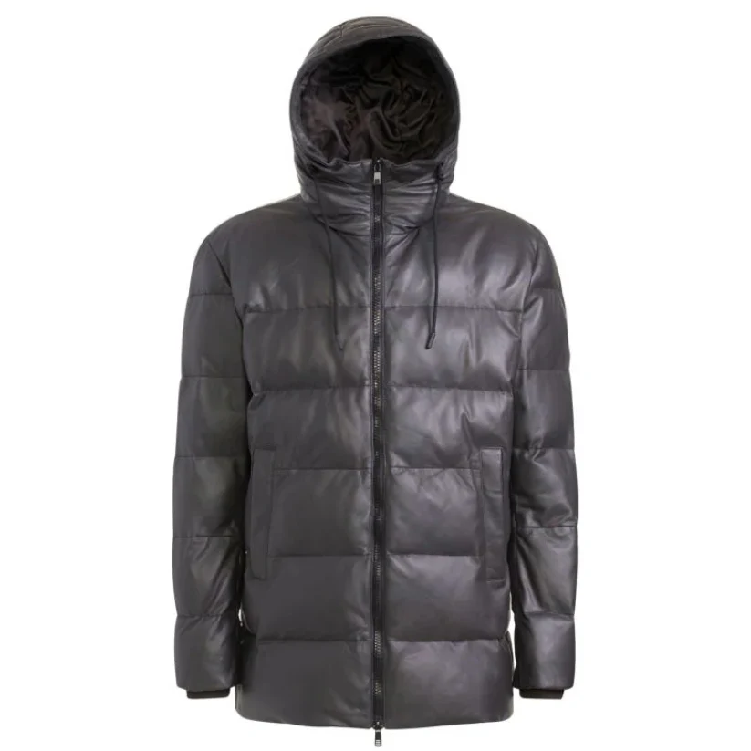 Leather & Down Puffer Jacket