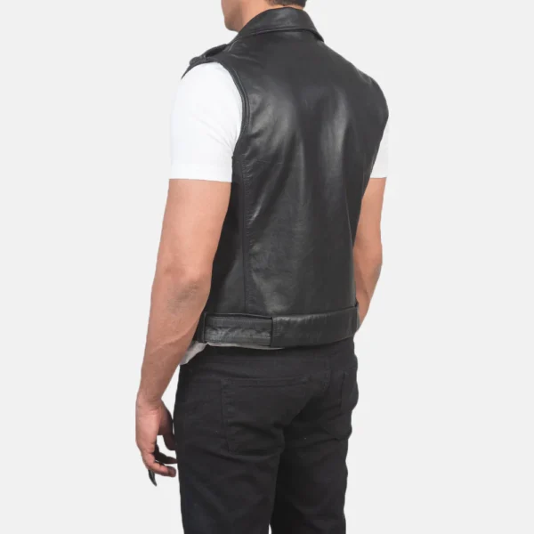 Mens black biker vest