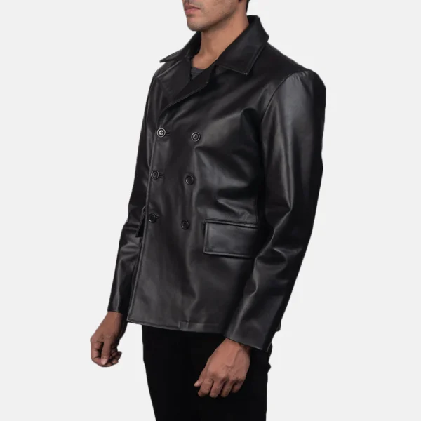 Mens black leather outerwear