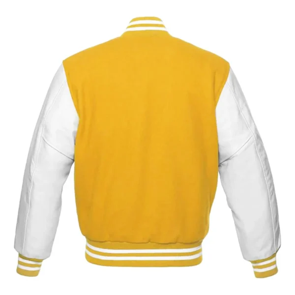 Men Yellow And White Varsity Jacket