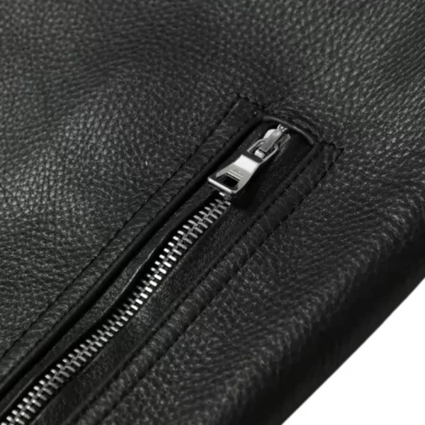 Mens full-grain leather coach jacket