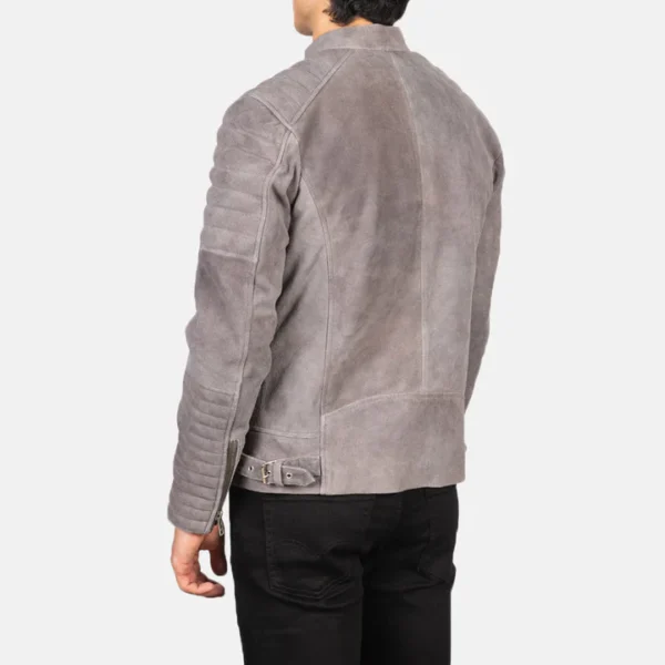 Men’s grey suede biker coat