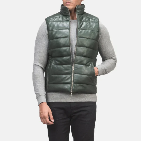 Mens leather insulated vest