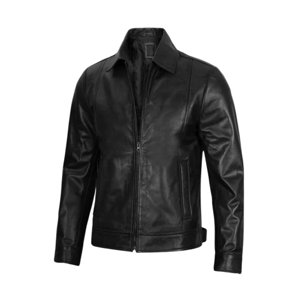 Mens leather jacket in black