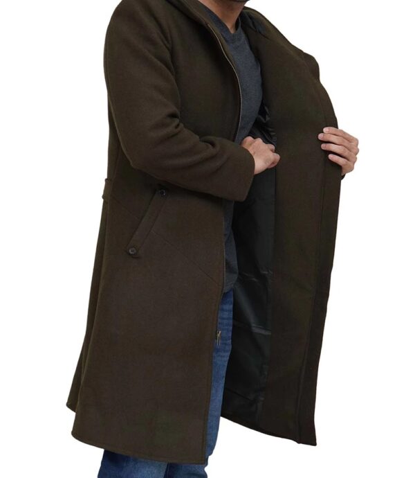 Mens olive green wool overcoat