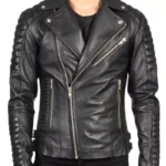 Armand Mens Black Leather Biker Jacket