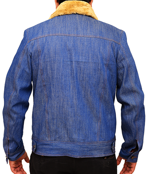 Vintage Denim Trucker Jacket With Shearling Collar