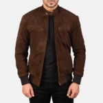 Mens Sven Mocha Suede Bomber Jacket
