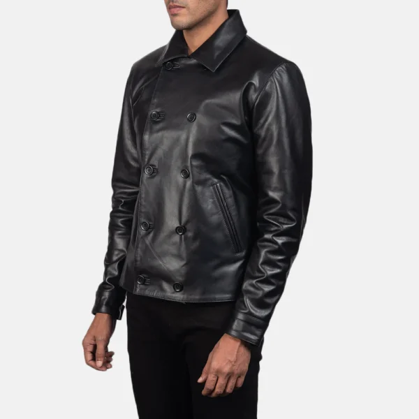 Mod style black leather jacket