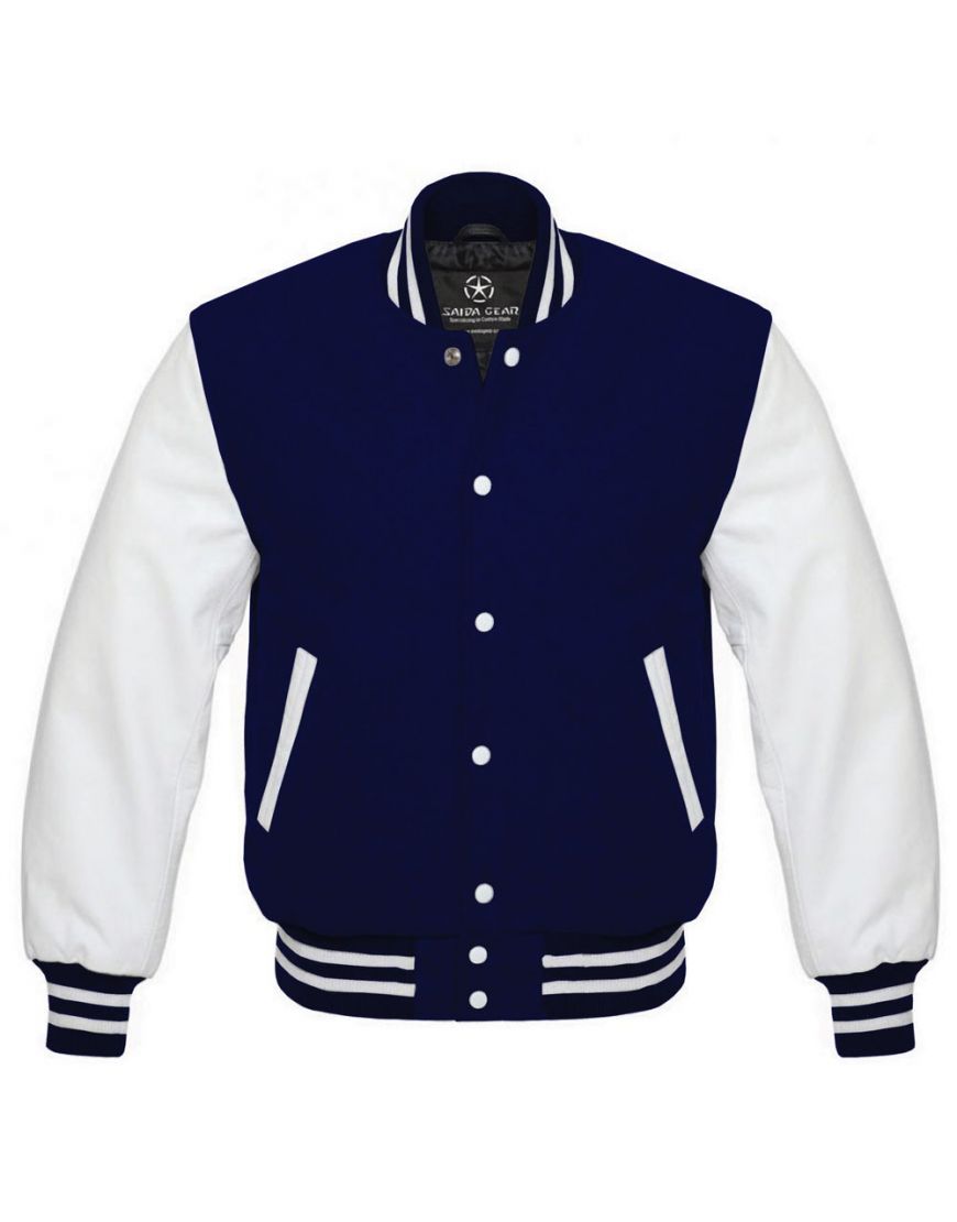 Navy Blue And White Letterman Jacket Women