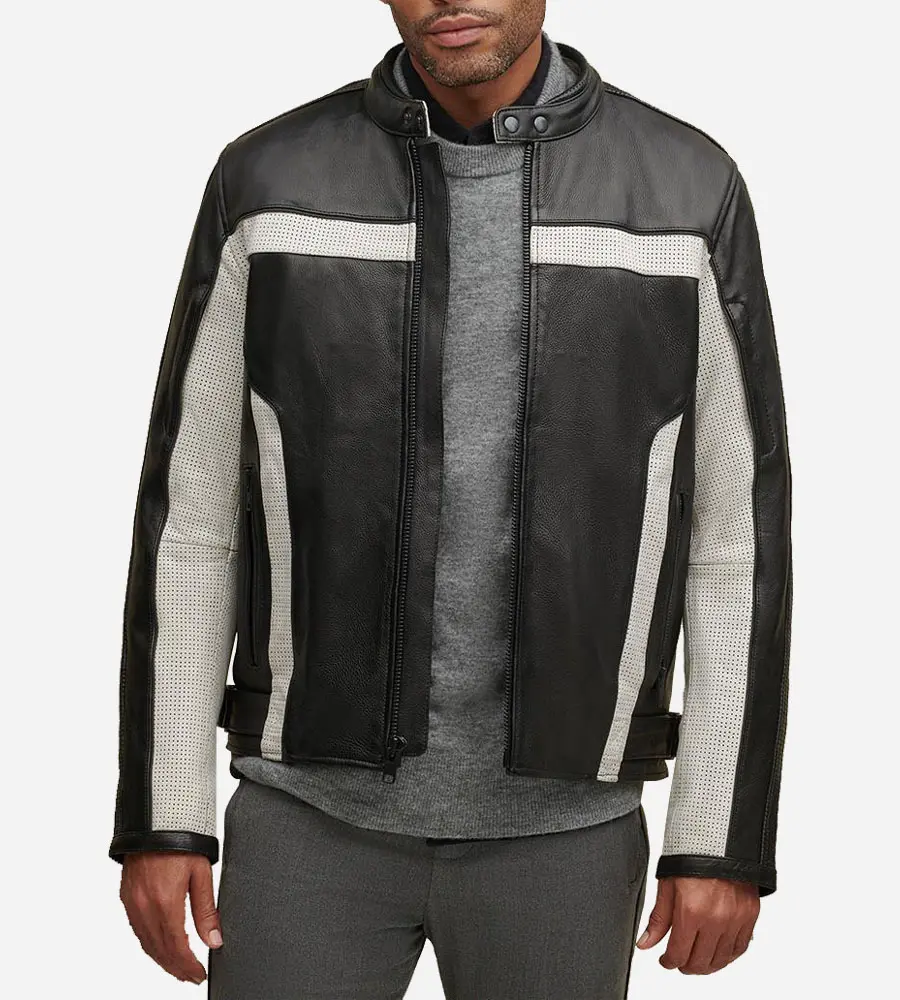 Mens Premium Black Genuine Leather Cafe racer Jacket