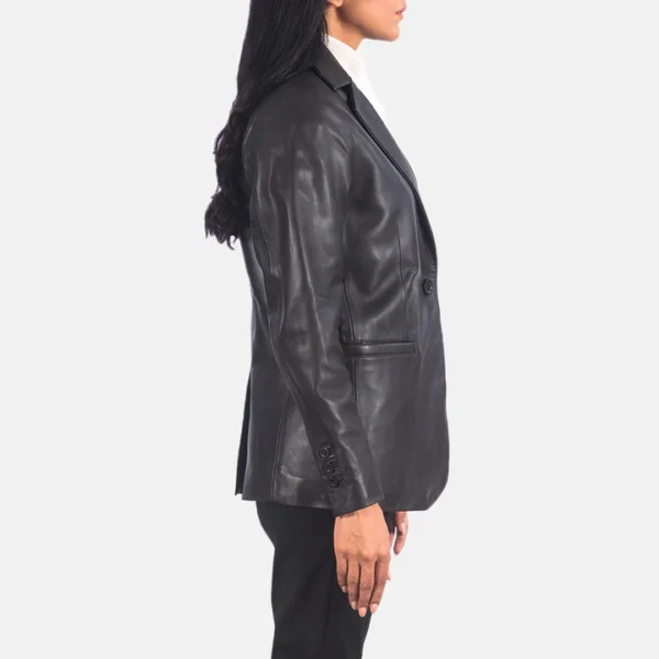 Premium brown leather blazer
