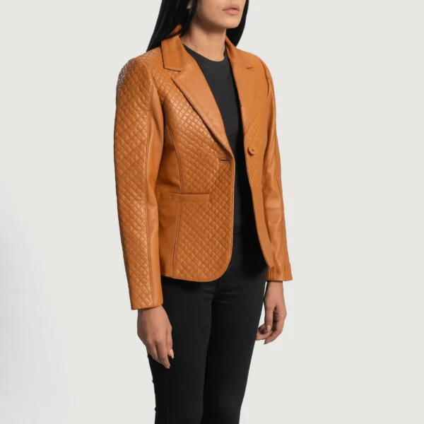 Quilted leather coat for women