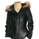 Double Breasted Car Coat With Real Faux Fur Hoodie