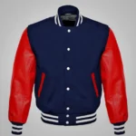 Mens Baseball Style Red And Blue Varsity Jacket
