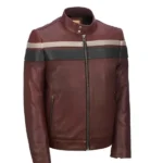 Men Retro Red Waxed Vintage Jacket
