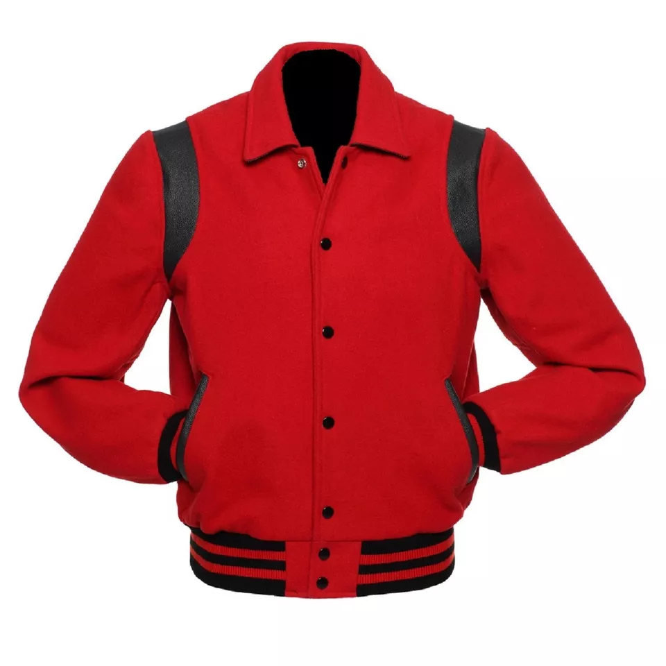 Red Wool Black Leather