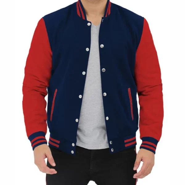Mens Red And Blue Varsity Baseball Jacket