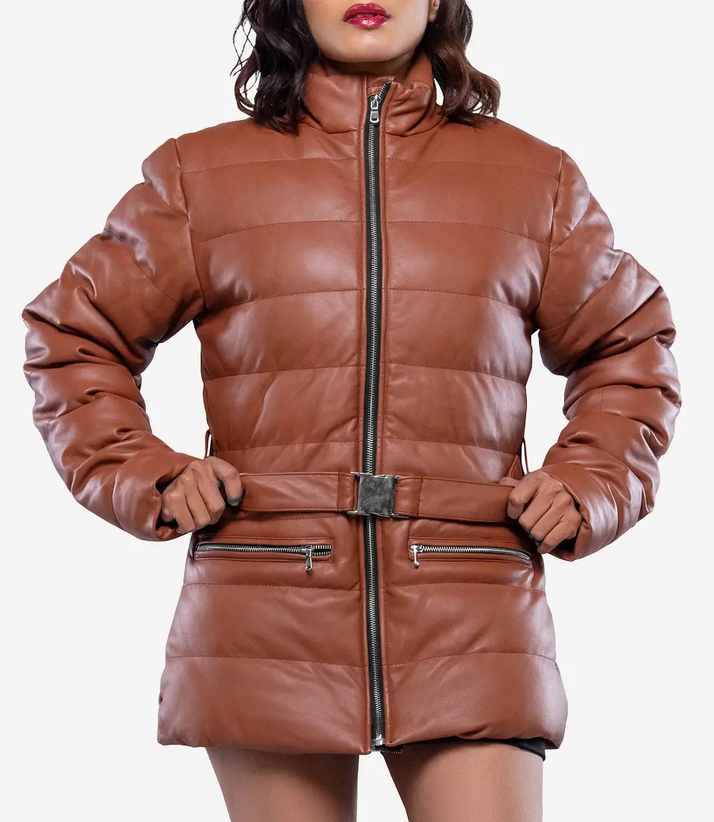 Cognac Puffer Jacket