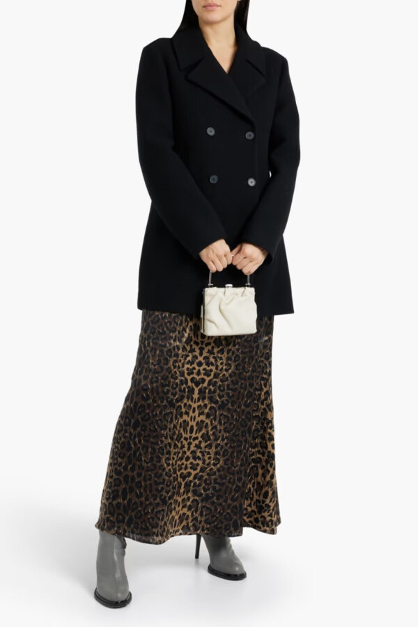 Shalon Womens Black Double Breasted Wool Coat