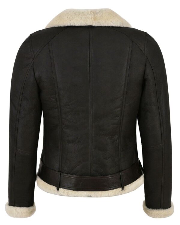 Womens Genuine Leather Shearling Motorcycle Jacket