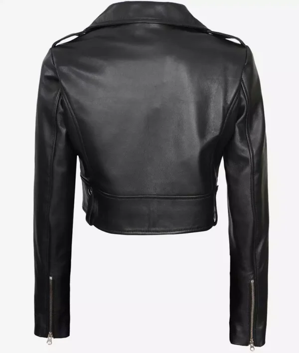 Women’s Cropped Black Leather Jacket