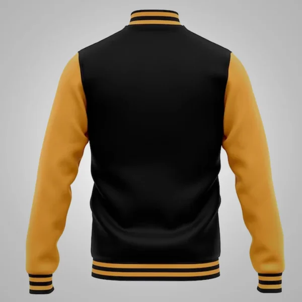 Mens Baseball Style Black And Yellow Varsity Jacket