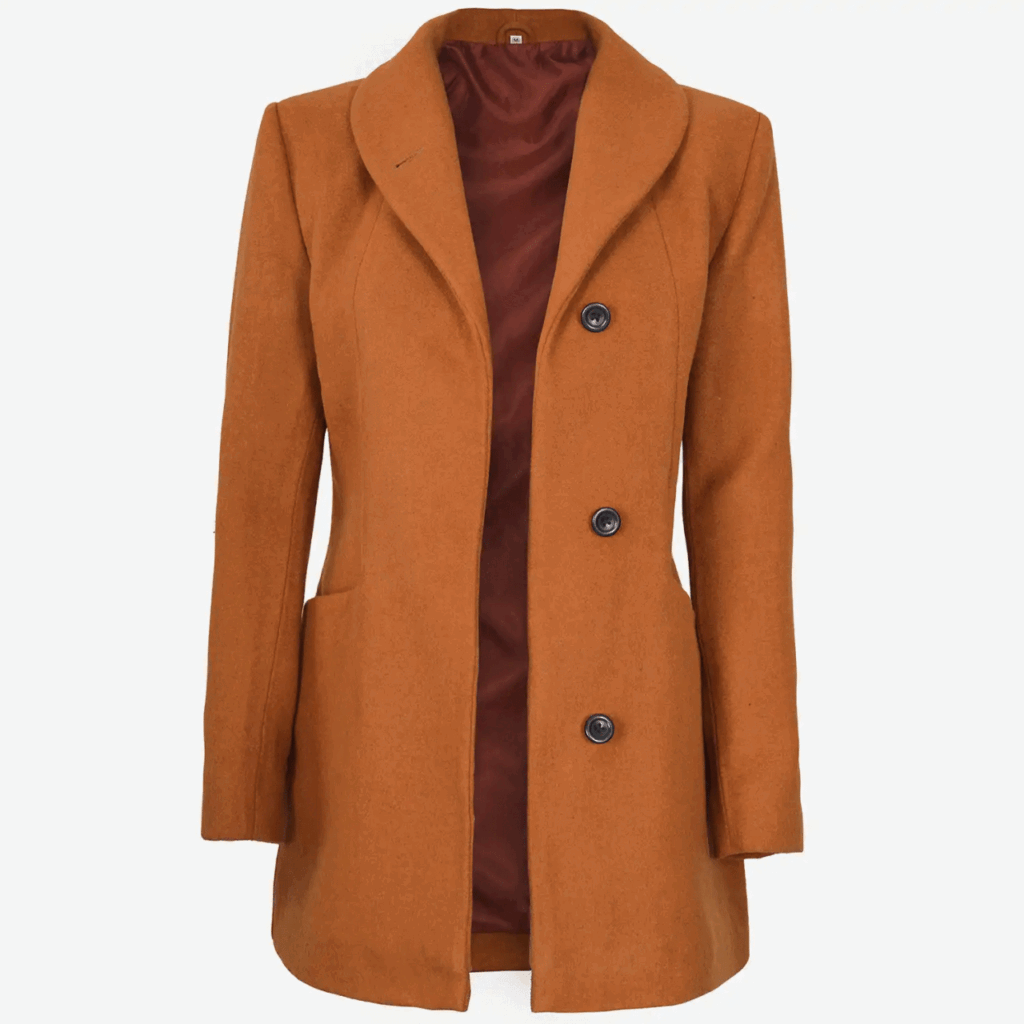 Barbara Rust Wool Coat For Women - Prime Leather