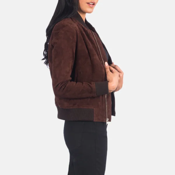 Brown Suede Bomber Jacket