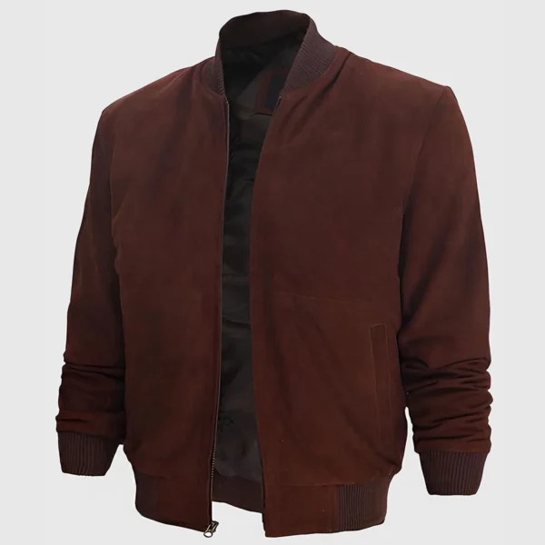 Stylish Men's Dark Brown Suede Jacket