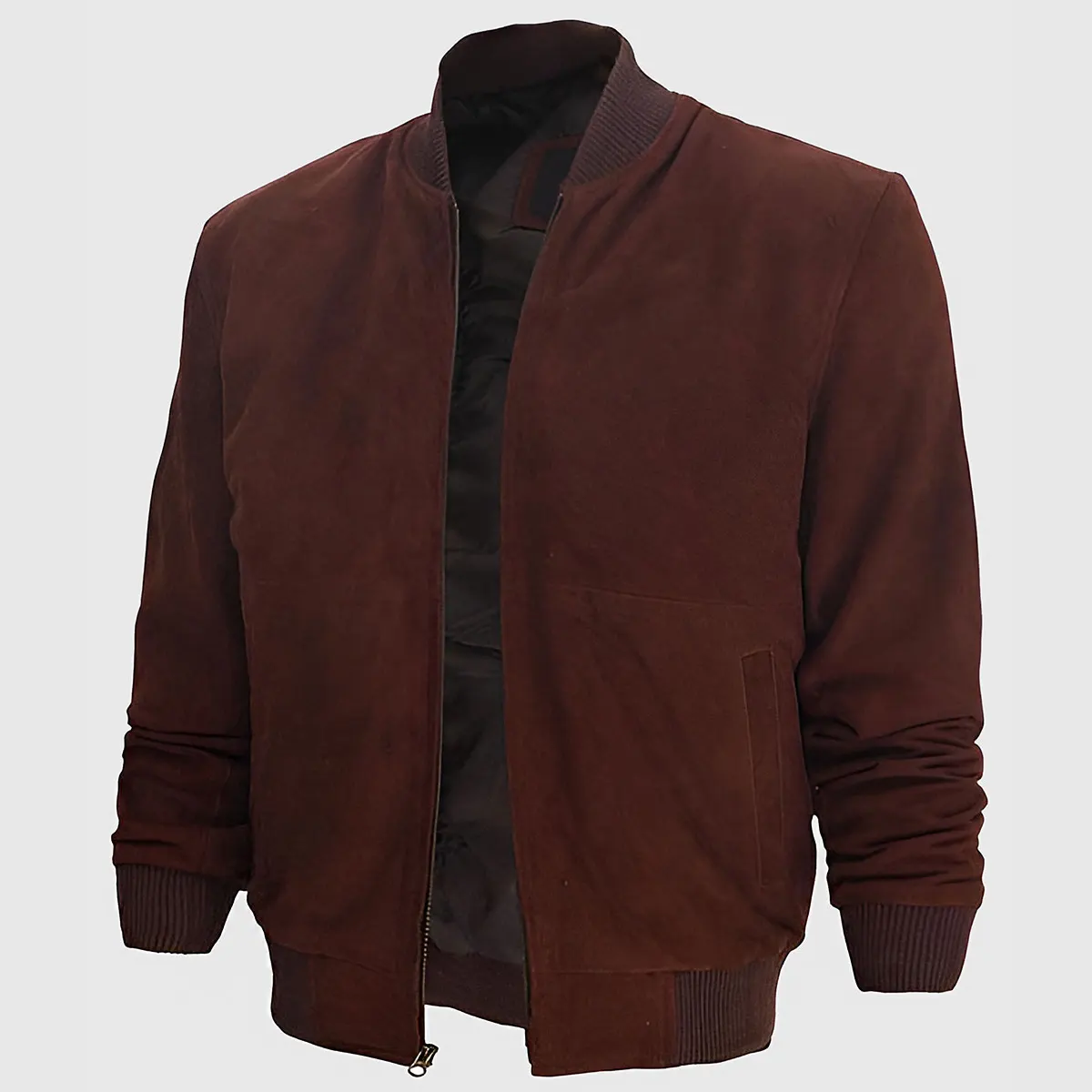Stylish Men's Dark Brown Suede Jacket