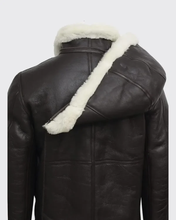 Women B3 Flight Black Aviator Shearling Leather Jacket with Hood