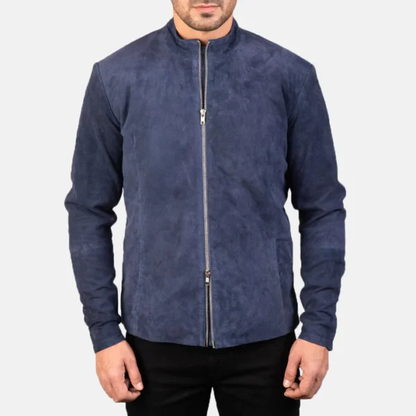 Stylish blue suede jacket