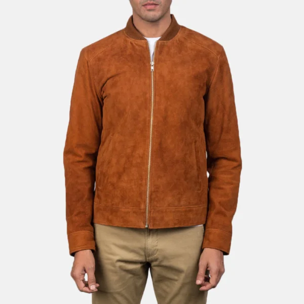 Stylish brown bomber jacket